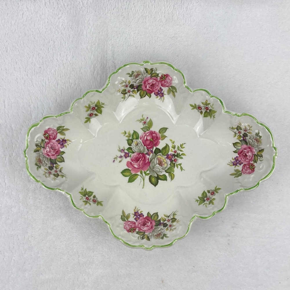 Old Foley James Kent Ltd. Staffordshire England Harmony Rose Floral Dish 10.5”